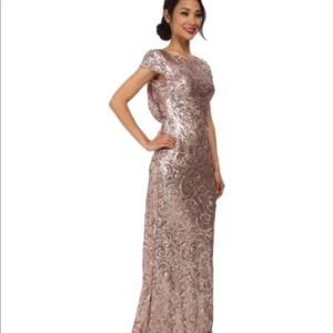 Designer all sequin Dress in gold. Size 8.